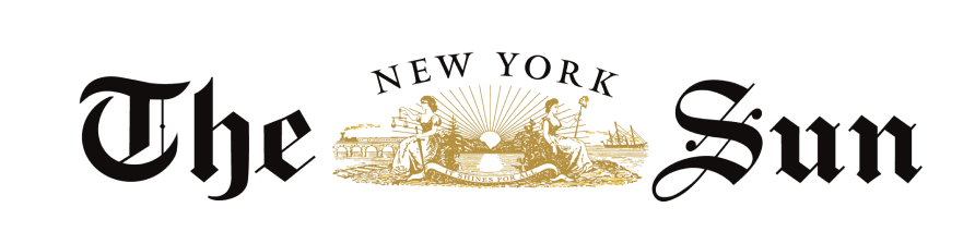 New York Sun logo with two figures and a sketch of a rising sun